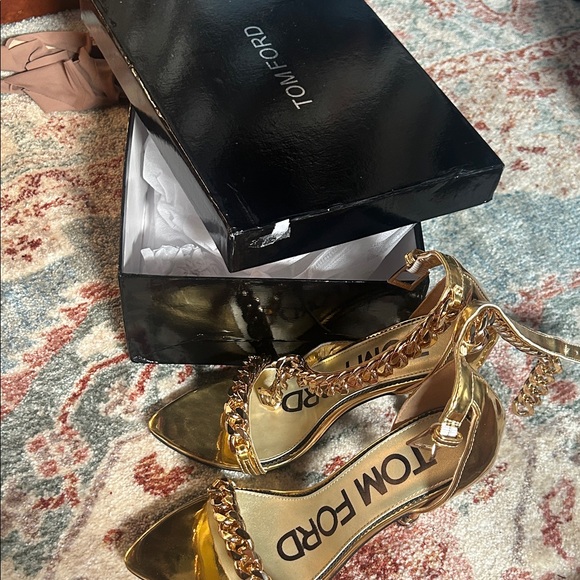 Tom Ford Gold Chain Detail Heels - Picture 1 of 7